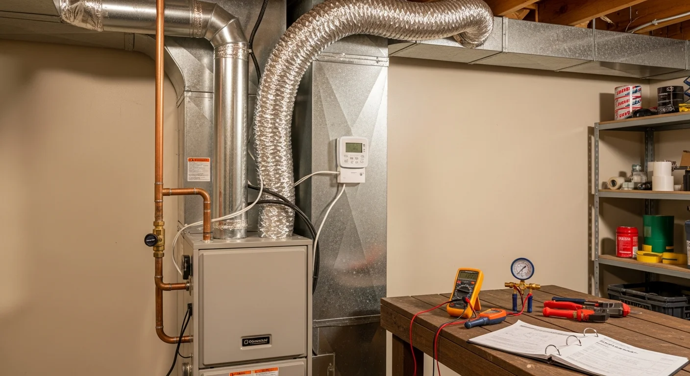 Furnace heating system in a residential home
