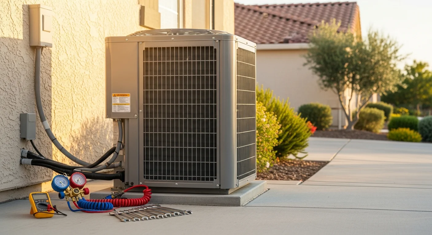 HVAC technician servicing an air conditioning unit